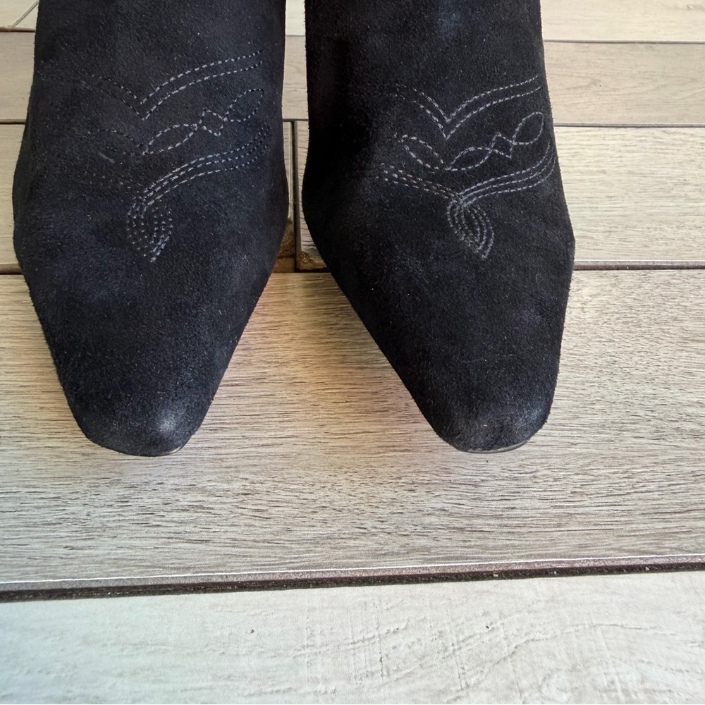 Sam Edelman Moe Embroidered Suede Ankle Boots In Black - Picture 11 of 11